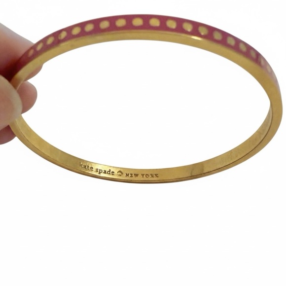 Kate Spade New York Et Cetera Idiom Bangle Bracelet Pink and Gold - Picture 2 of 4